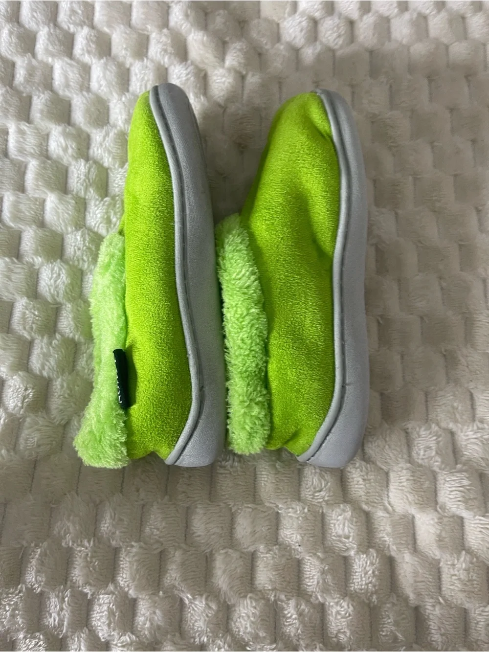 Kids Plush Slip-On Slippers in Bright Lime Green